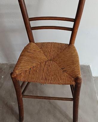 Sedia il legno  impagliata  vintage