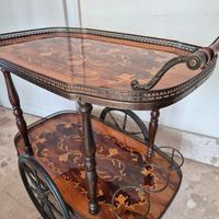 Carrello bar vintage intarsiato anni ’60 – legno e