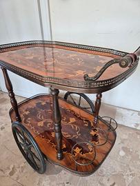 Carrello bar vintage intarsiato anni ’60 – legno e