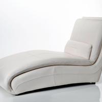 Chaise longe in pelle avorio