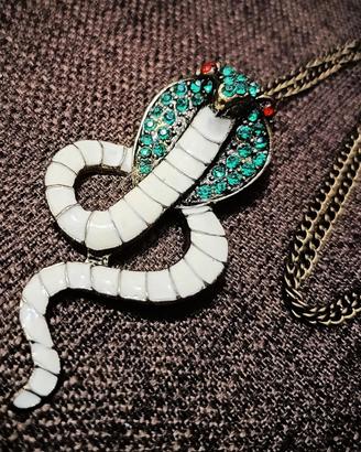 Collana Egiziana Sphinx Ciondolo Cobra 7cm x 3,5cm