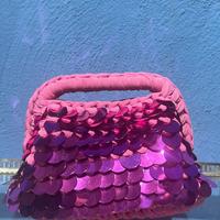 Borsa Clutch con paillettes rosa