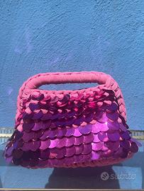 Borsa Clutch con paillettes rosa