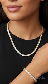 parure  gioielli in acciaio placcato oro e Zirconi