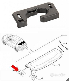 Gancio clip sinistro cappelliera Fiat 500x 2015.