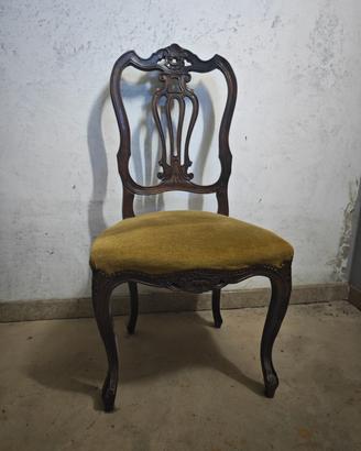 set di 6 sedie vintage in legno e velluto