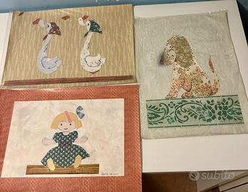 Lotto 3 Quadretti decorativi artigianali vintage