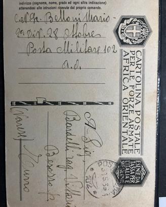 I1200 cartolina postale 1936 africa