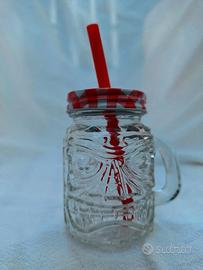 Piccola Tiki jar / barattolo decorativa in vetro