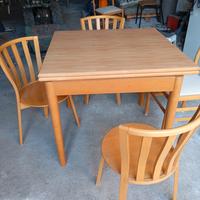 tavolo pieghevole a portafoglio con quattro sedie 