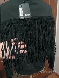 Felpa nera con frange Boxeur Des Rues. Nuova.