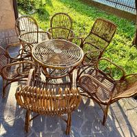 Set giardino in vimini anni ’70 – tavolo + sedie