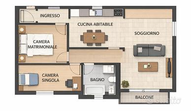 Trilocale con posto auto - zona Golosine