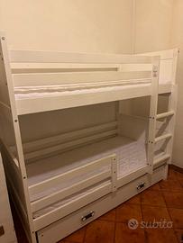 Letto a castello Interbeds legno bianco 80x160