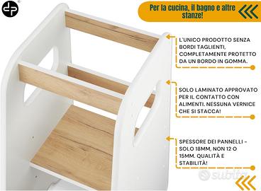 Torre Montessori Regolabile Bambini Bianco