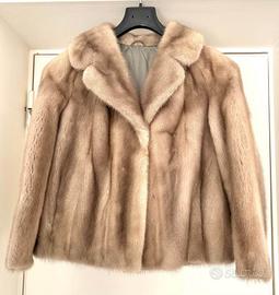 Giacca pelliccia visone grigio chiaro argento