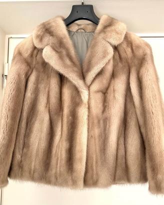 Giacca pelliccia visone grigio chiaro argento
