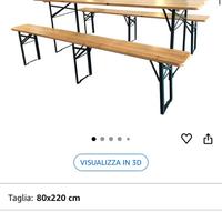 Set Birreria Tavolo + 2 Panche in Legno Naturale