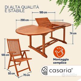 Set di mobili da giardino in legno eucalipto