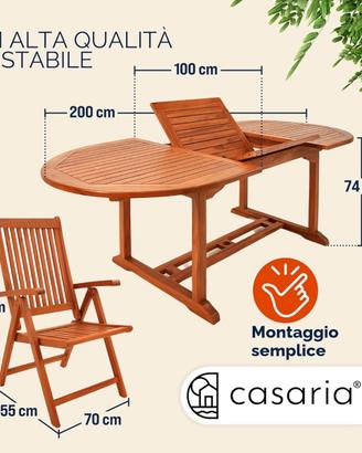 Set di mobili da giardino in legno eucalipto