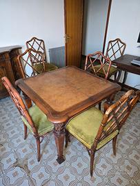 Set Tavolo in Radica e 6 Sedie

