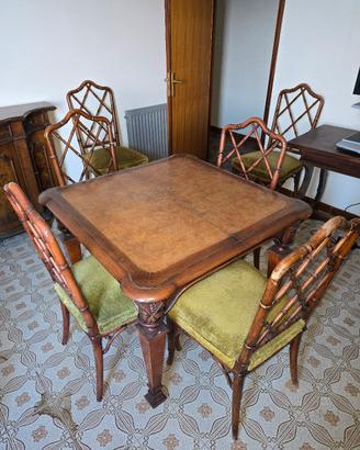 Set Tavolo in Radica e 6 Sedie

