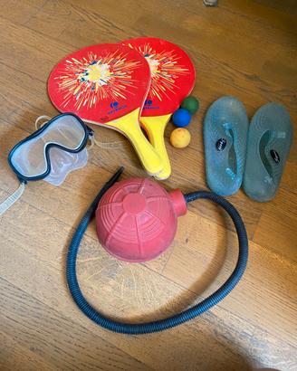 Lotto Giochi da Spiaggia Mare Maschera Scarpe ecc.