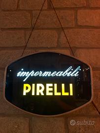 Insegna luminosa in vetro Pirelli vintage