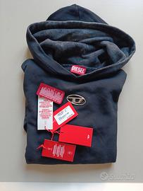DIESEL FELPA NERA CON CAPPUCCIO TGL S