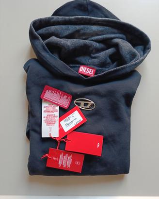 DIESEL FELPA NERA CON CAPPUCCIO TGL S