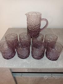 Servizio da bibita marca IVV in vetro viola