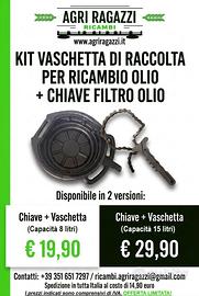 Kit Vaschetta di Raccolta + Chiave Filtro Olio