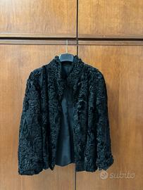 Pelliccia vera Astrakan vintage nera Made in Italy