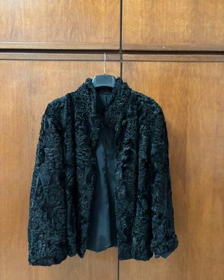 Pelliccia vera Astrakan vintage nera Made in Italy
