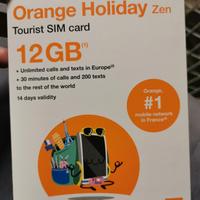 scheda Sim Europa Orange holiday 12 gb