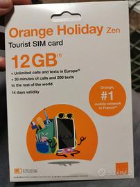 scheda Sim Europa Orange holiday 12 gb
