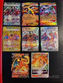 Lotto 8 carte pokemon di Charizard - vari set