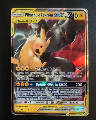 Carta Pokemon Pikachu Zekrom Gx 33/181 di squadra