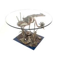 Tavolo rotondo da pranzo con piano in cristallo