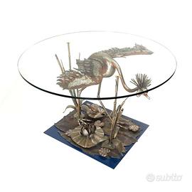 Tavolo rotondo da pranzo con piano in cristallo