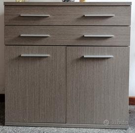 mobile con 2 cassetti e 2 ante rovere grigio