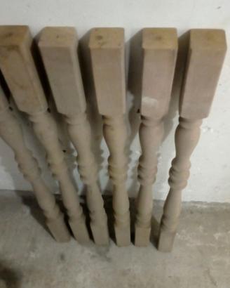 COLONNE SCALA IN LEGNO N 6 PEZZI NOCE MANZONIA