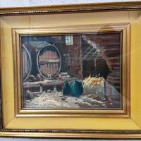 Olio su tela vintage - Interno di Cantina