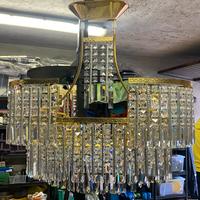 Lampadario ottone e cristalli Swarovski