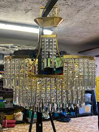 Lampadario ottone e cristalli Swarovski