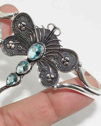 Bracciale con vera acquamarina in argento 925