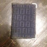 portassegni Fendi nero in pelle e tessuto logato