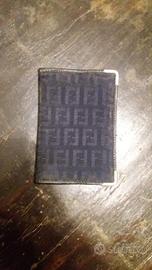 portassegni Fendi nero in pelle e tessuto logato