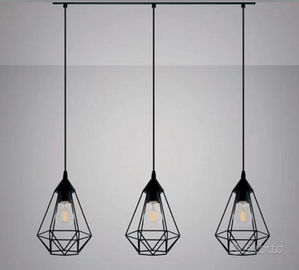 Lampadario Design Byron nero paralume nero