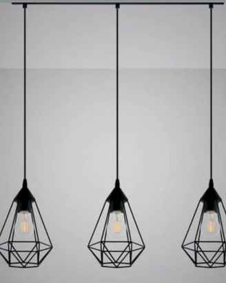 Lampadario Design Byron nero paralume nero